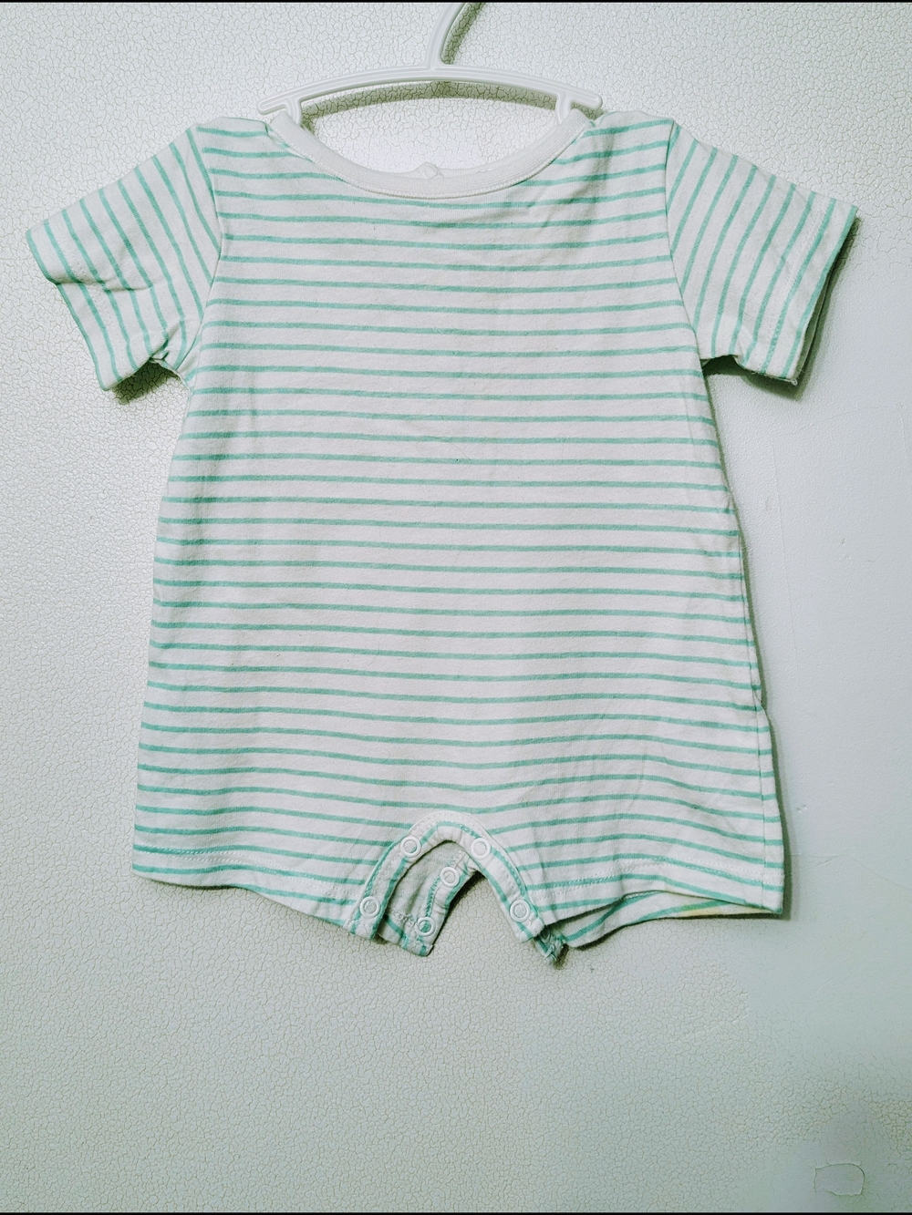Tex Striped Cotton Baby Romper in Mint and White 1 M (Newborn)